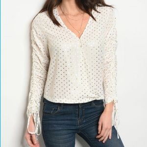 White & Gold Polka Dot Blouse